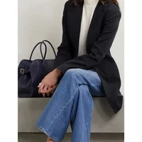 New Good Stuff The Portable Row Margaux 15 Black Suede Large Capacity Handbag Messenger Bag New 1
