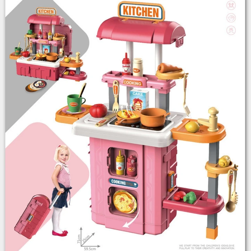 

73cm Big Kitchen Toy Children's Play House Kitchenware Set Simulation Baby Mini Food Cooking Girl Birthday Christmas Gift Toys