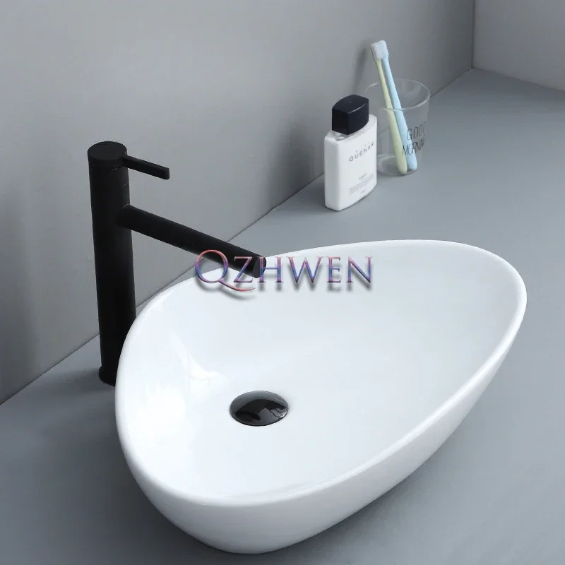 Triangle Bathroom Sink Modern Minimalist Home Toilet Ceramic Washbasin Hotel Washroom Countertop Art Basin 59X39X14cm