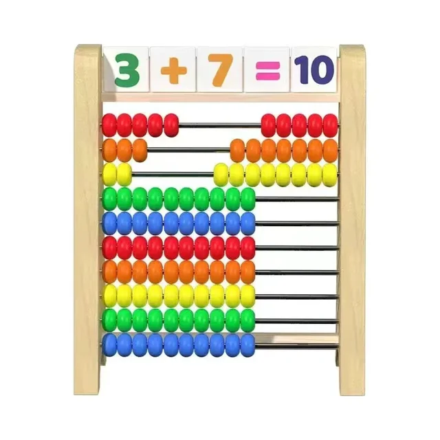 Wooden Counting Toy Abacus Montessori Education Math Toy Children Rainbow Counting Beads Addition Subtraction Operation Learning 5