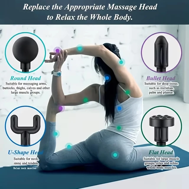 Fascial Massage Gun Electric Percussive Therapy Massager Body Relaxation With 4 Replaceable Head Can Muscle Recovery Gift Giving 5