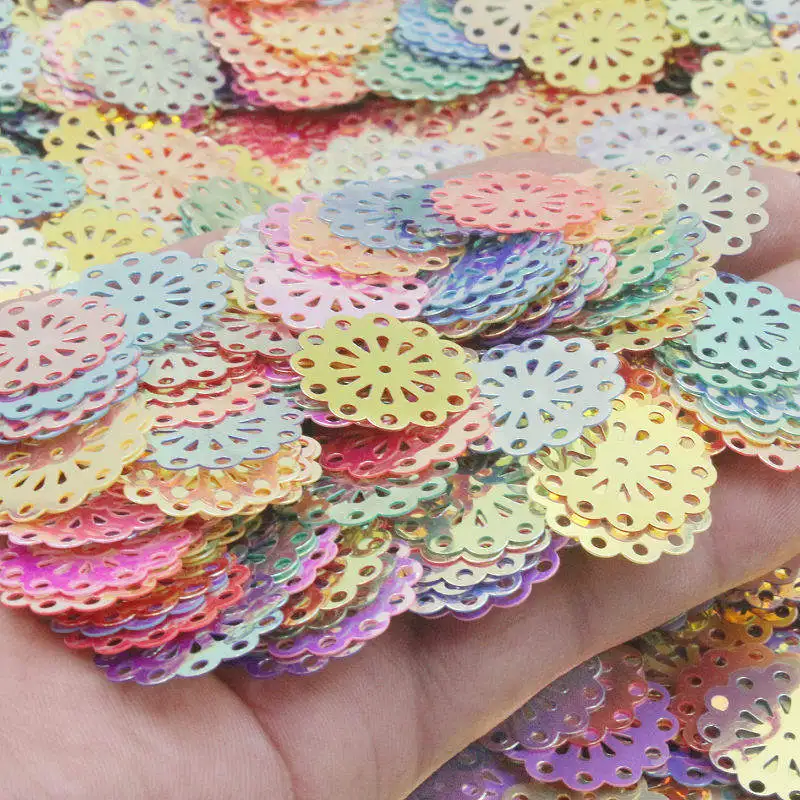 100-500Pcs/Pack 22mm Flat Plum Blossom PVC Sequins Wedding Confetti DIY Sewing Clothing Art Jewelry Party Decoration Accessories