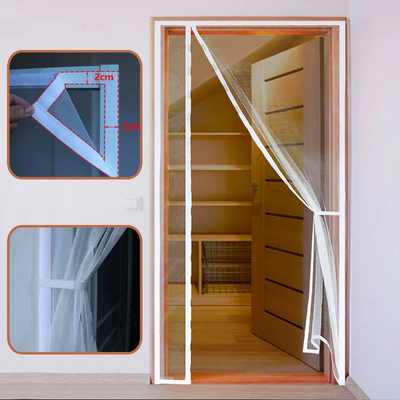 DTGJ Magnetic Door Screen Side opening style Mosquito Net Anti Insect Invisible Mesh Custom Size Tulle Automatic Closing for magnetic screen door curtain,anti mosquito door curtain,magnetic door curtain,mosquito net curtain,mosquito net,magnetic suction door curtain