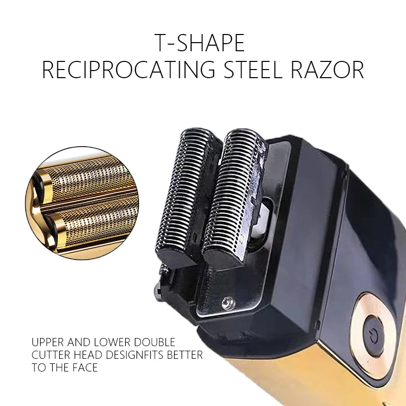 Kemei KM-2028 Electric Shaver for Men Rechargeable 2in1 Hair Trimmer Machine Twin Blade Bald Head Washable Professional Barber 6