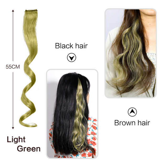 New Long Wavy Wig For Color Wigs Long Hair Highlighting Gradient Invisible Seamless Natural One-piece Hair Hanging Ears