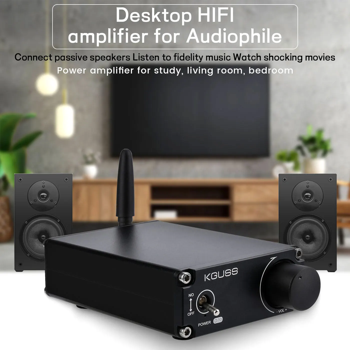 KGUSS D70 MA12070 HIFI 클래스 D 디지털 앰프 Bluetooth 5.0 70W *2 데스크탑 오디오 전력 증폭기