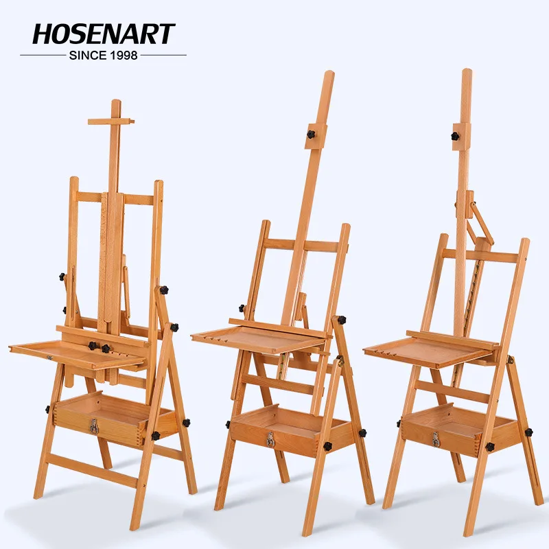 Adjustable Workbench Art Student Specific Picture Stand Bracket Type Beech Wood Foldable Drawer Forward Leaning Oil Paintin