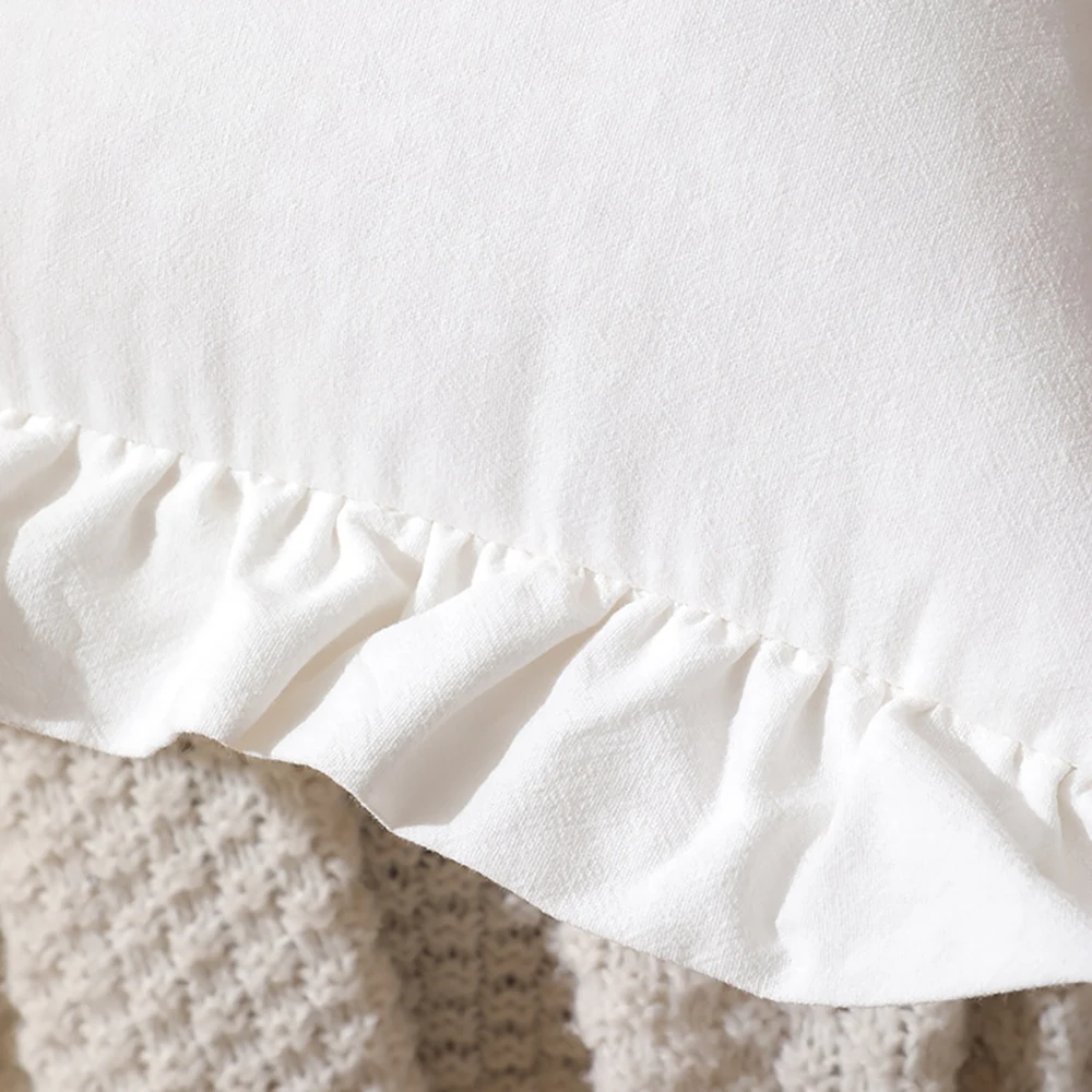 Rüschen-Kissenbezüge mit Umschlagverschluss, weiche, gewaschene Baumwoll-Kissenhüllen für Couch, Sofa, Wohnzimmer, Schlafzimmer, Heimdekoration – Detail 7