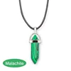 Natural stone pendant necklace quartz crystals hexagonal column pendulum leather necklaces hexagon rose crystal necklace 5