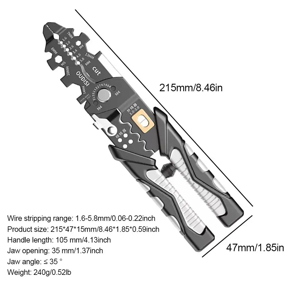 Multifunctional Electrician Pliers Long Nose Pliers Wire Stripper Cable Cutter Terminal Crimping Hand Tools images - 6