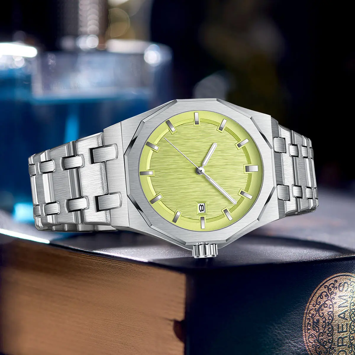 New Arrival Luxury Men Quartz Watches PINTIME Top Brand Stainless Steel Business Sleek Male Auto Date Wristwatches Popular Item