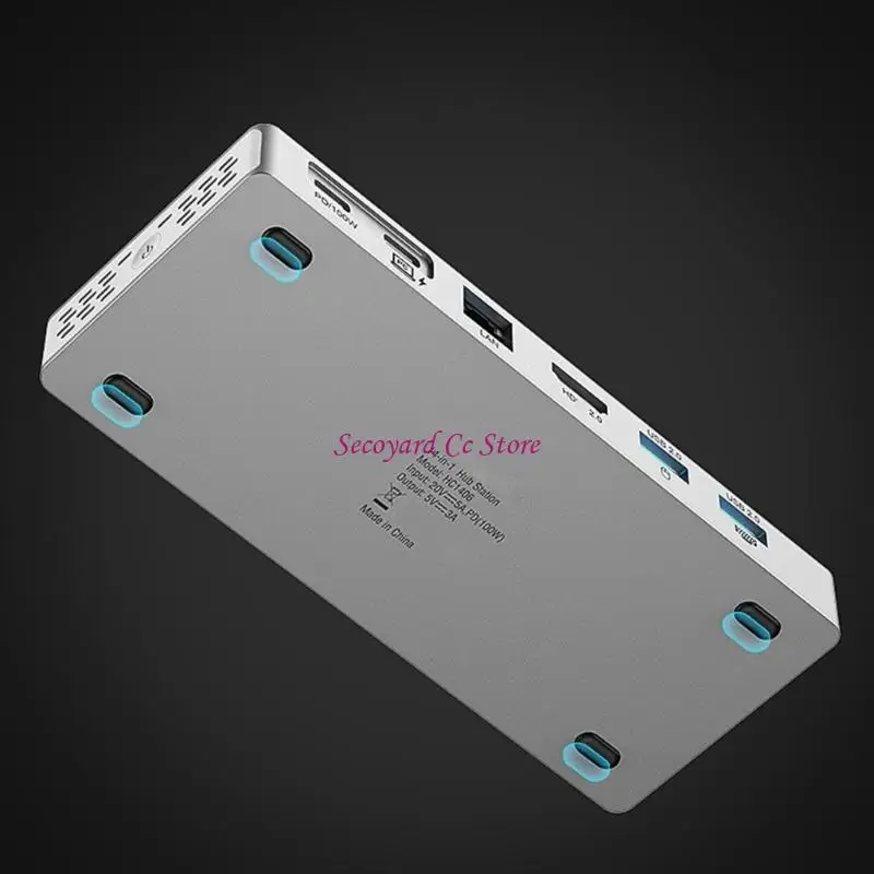 N3UC 이더넷 HDTV 및 100W 고속 충전 기능을 갖춘 전문 USB C 확장 허브