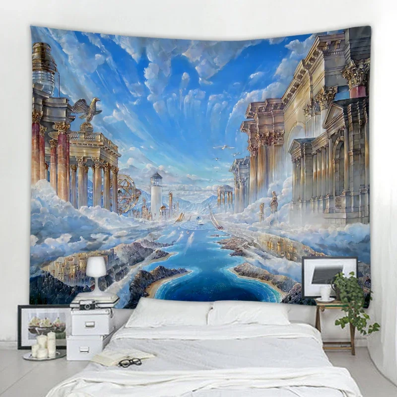 3D Fantasy Castle Background Decoration Tapestry
