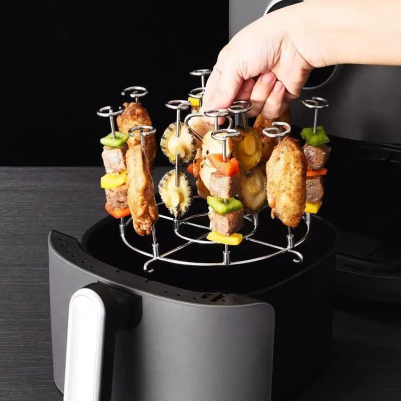 Air Fryer Rack, Vertical Grill, Multi Needle Stainless Steel Grill, Barbecue Kitchen Air Fryer Accessories