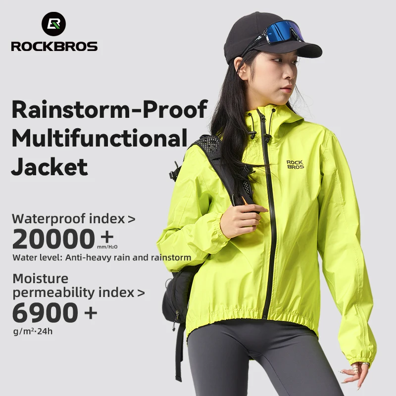ROCKBROS Windbreaker Waterproof Anti-Heavy Rain Jacket Windbreaker Mountain Road Bike Riding Outdoor Raincoat Jacket Men Women