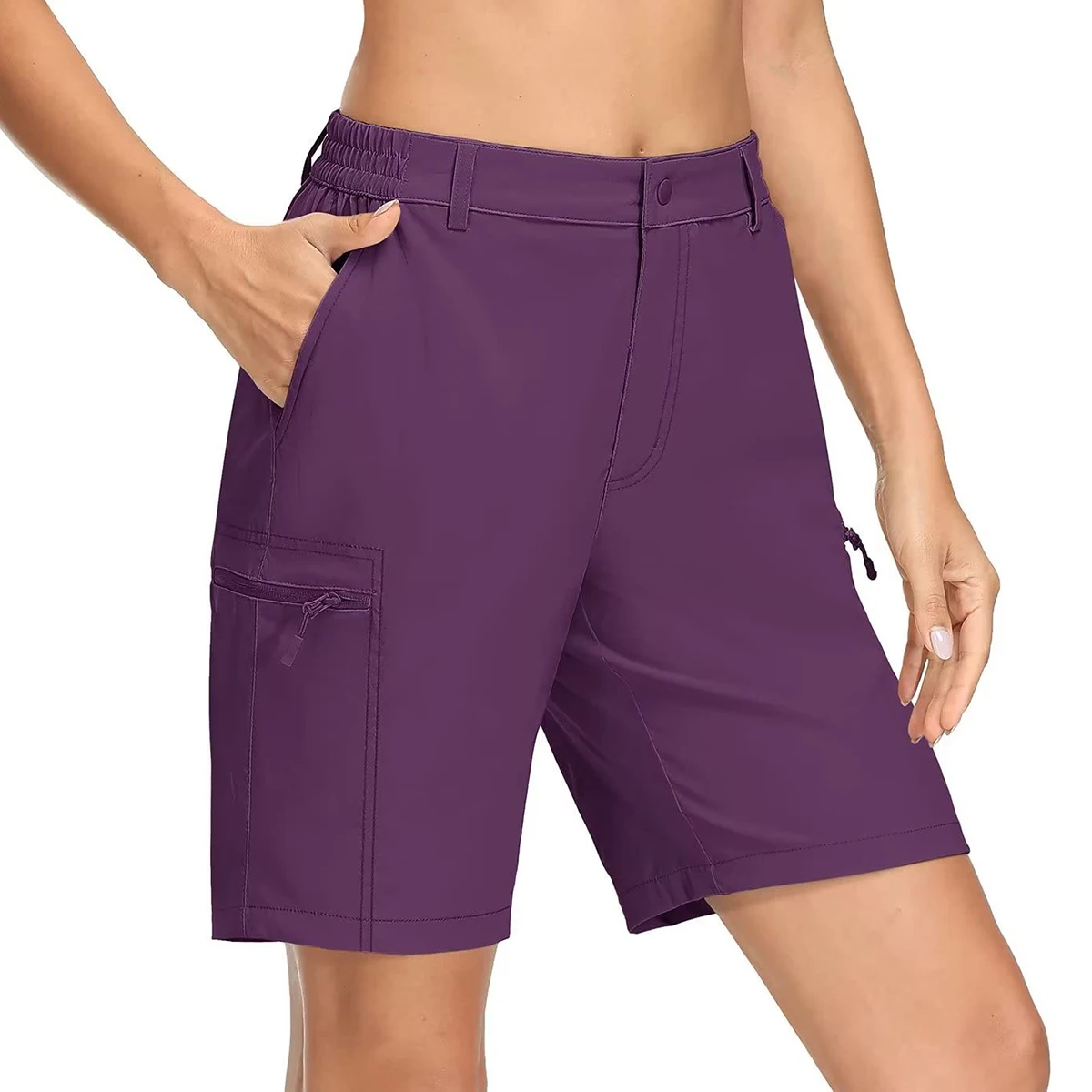 KEFITEVD Summer Quick Dry Hiking Shorts Women Lightweight Zip