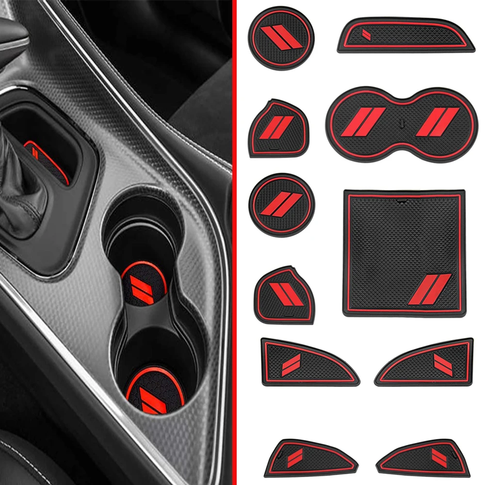 BOLAXIN-posavasos antideslizante para Dodge Challenger, alfombrilla de goma para 2015-2020, 11 piezas (6 colores)