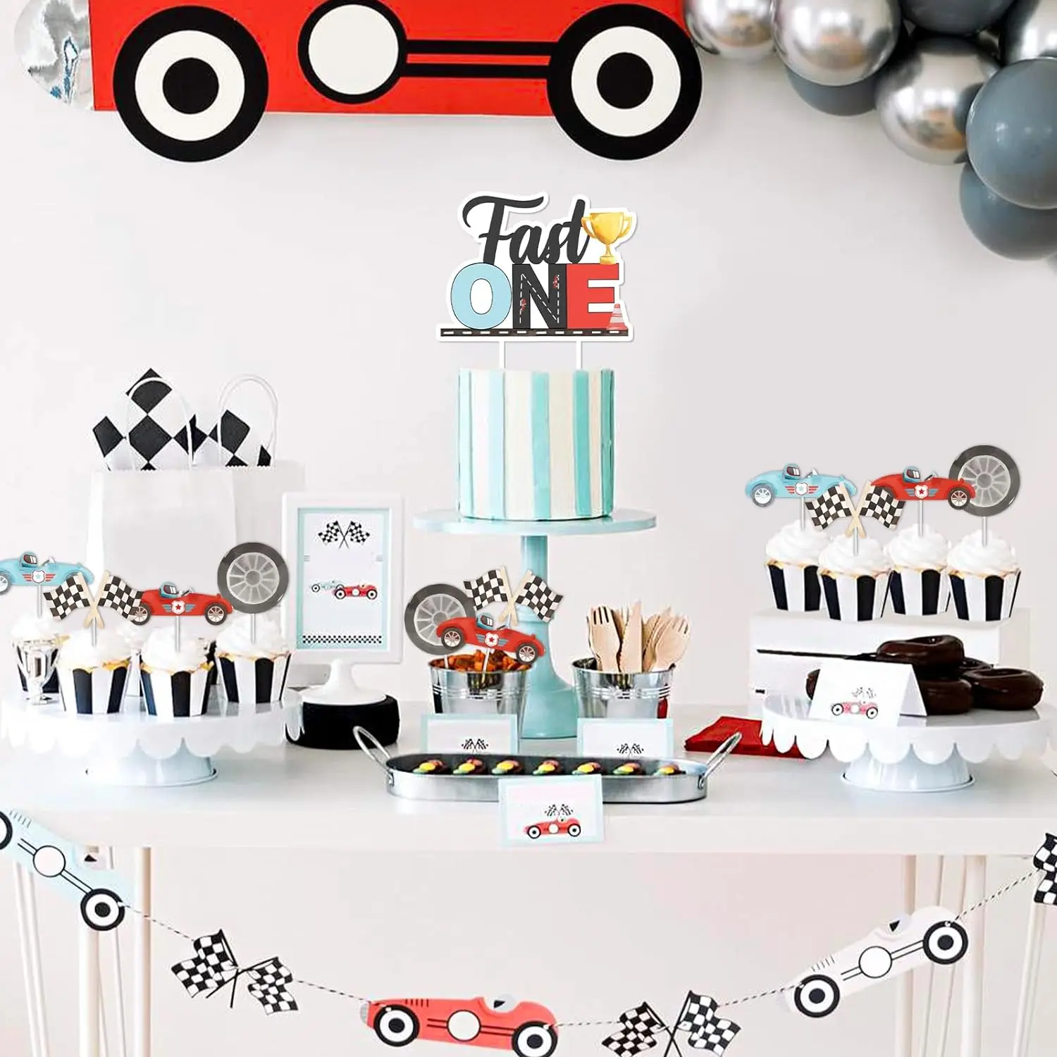 25 Inserti Decorativi Per Auto Da Corsa Per Torte E Cupcakes – Multicolori, Con Bastoncini In Legno