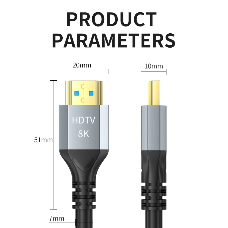 8K HDMI 2.1 Cable 4K@120Hz 8K@60Hz 48Gbps EARC ARC HDCP Ultra High Speed HDR For RTX Video Cable PC Laptop Projector HD TV PS5 images - 6