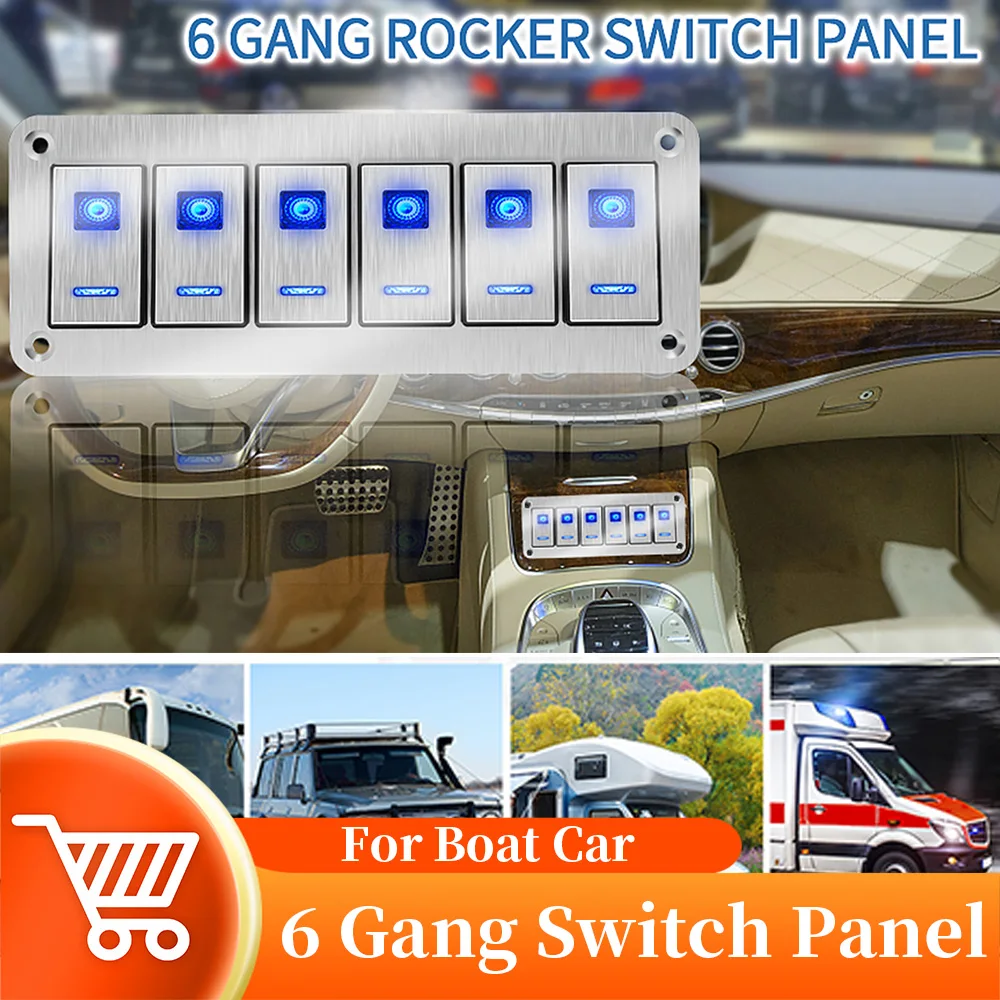 

Car 4 Rocker Switch Panel Metal Double Light LED ON-OFF Toggle Switch Panels For Car Truck Caravan RV 12/24V