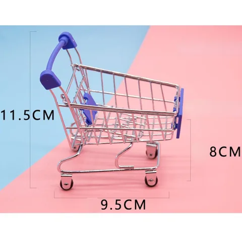 Mini Supermarket Shopping Trolley Cart Desktop Model Children's Toys Home Decoration Miniature