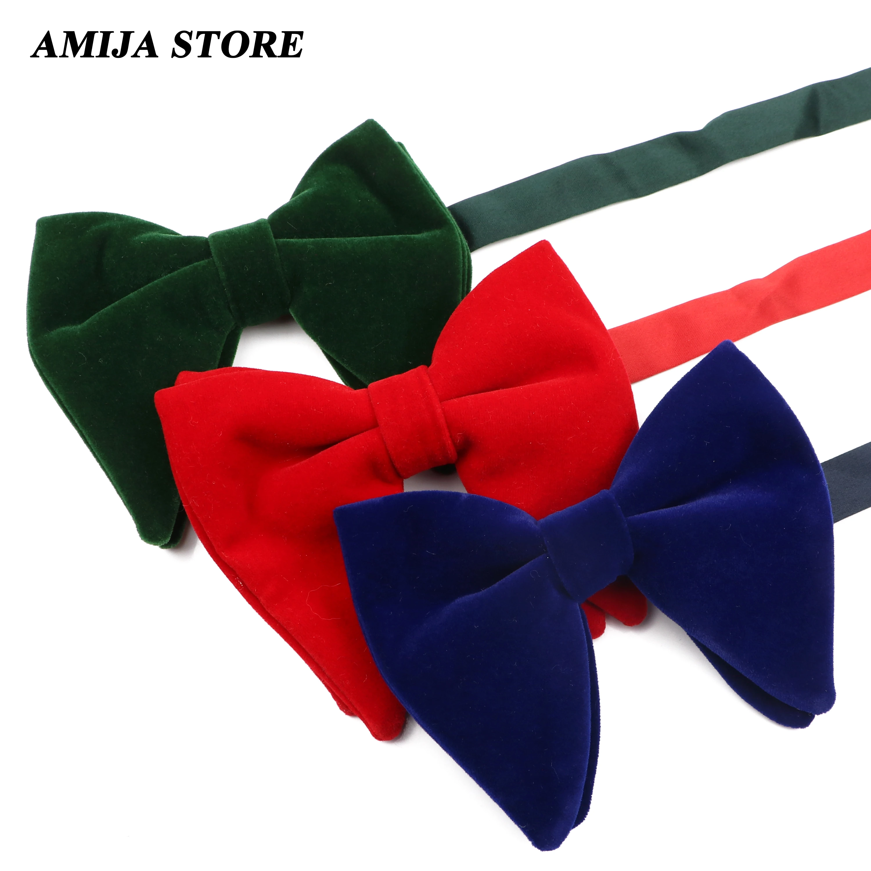 Fashion Velvet Big Bowtie Black Yellow Red Jacquard Bow Tie For Men