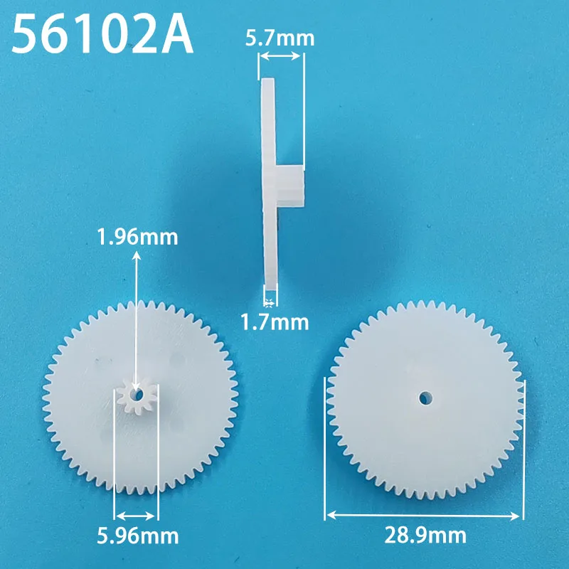56102A 0.5M Gear Diameter 29mm 56T 10 Teeth Double-layer Plastic Gear Transmission Toy Aircraft Model Accessories