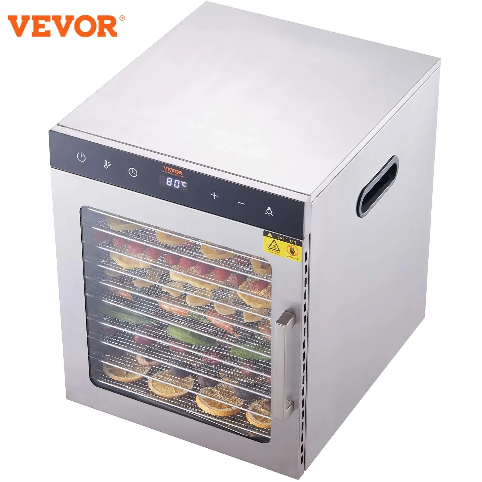 Fruit Dryer VEVOR 10 Trays Food Dehydrator Stainless Steel Machine 800W/1000W Household Vegetables Fruit Dryer with Digital Timer