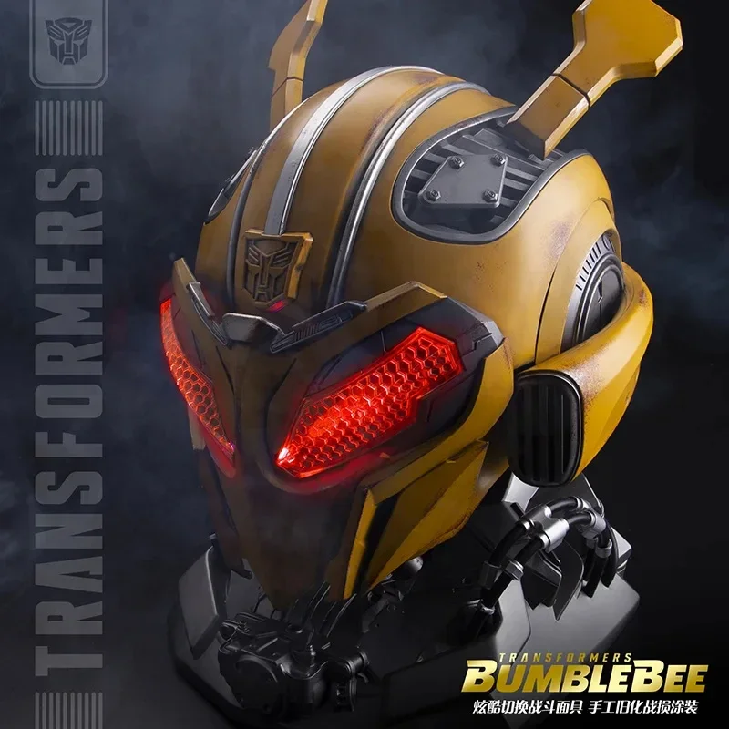 Genuine Bumblebee 1:1 Helmet Anime Fiugre Wearable Face Changing With Speakers Model Doll Decor Toy Christmas Gifts