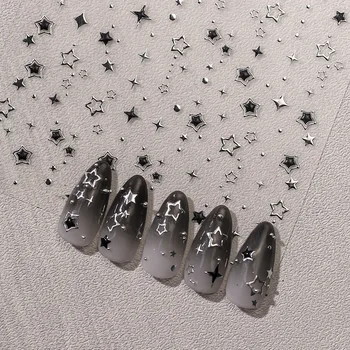 Adesivo per unghie abbronzante Adesivo per unghie adesivo trasparente con stella sul retro di ghiaccio Adesivi per nail art Cool Decalcomanie 3D per decorazione manicure con stella a cinque punte