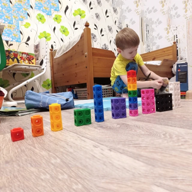 100pcs Numberblocks Multilink Linking Counting Cubes Snap Blocks Teaching Mathematics Toys Stickers Educational Gift for Kids 3