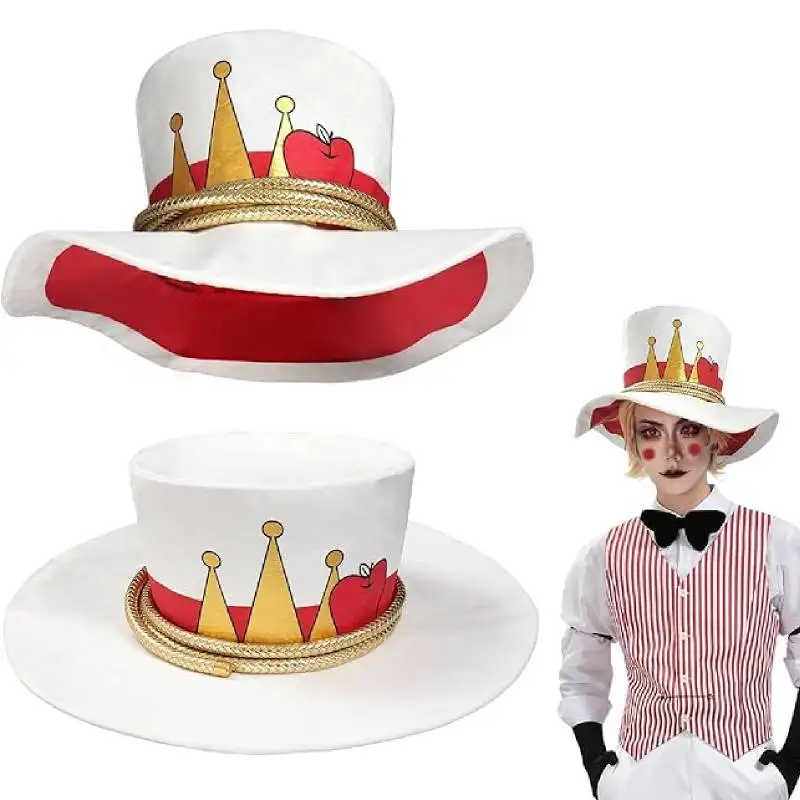 DAZCOS Lucifer Cosplay Hat White Red Cap Halloween Costume Party Props for Adult Lucifer Morningstar Cosplay Hat for Christmas