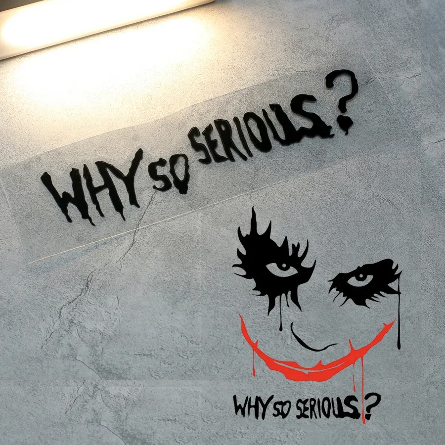 20x6cm, pourquoi si sérieux? Autocollants de voiture en vinyle Joker,  lignes de film, personnalité, lettres créatives, lampe décorative,  décalcomanies de sourcils - AliExpress, image size:900x900