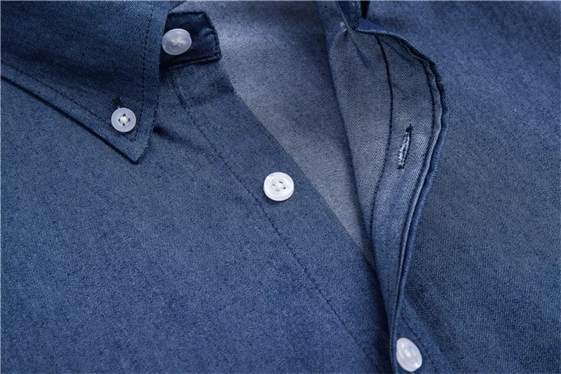 VISADA JAUNA High Quality Men Shirt Jeans Long Sleeve Cotton Solid Casual Business Denim Shirt Brand Man Dress Shirts N5153