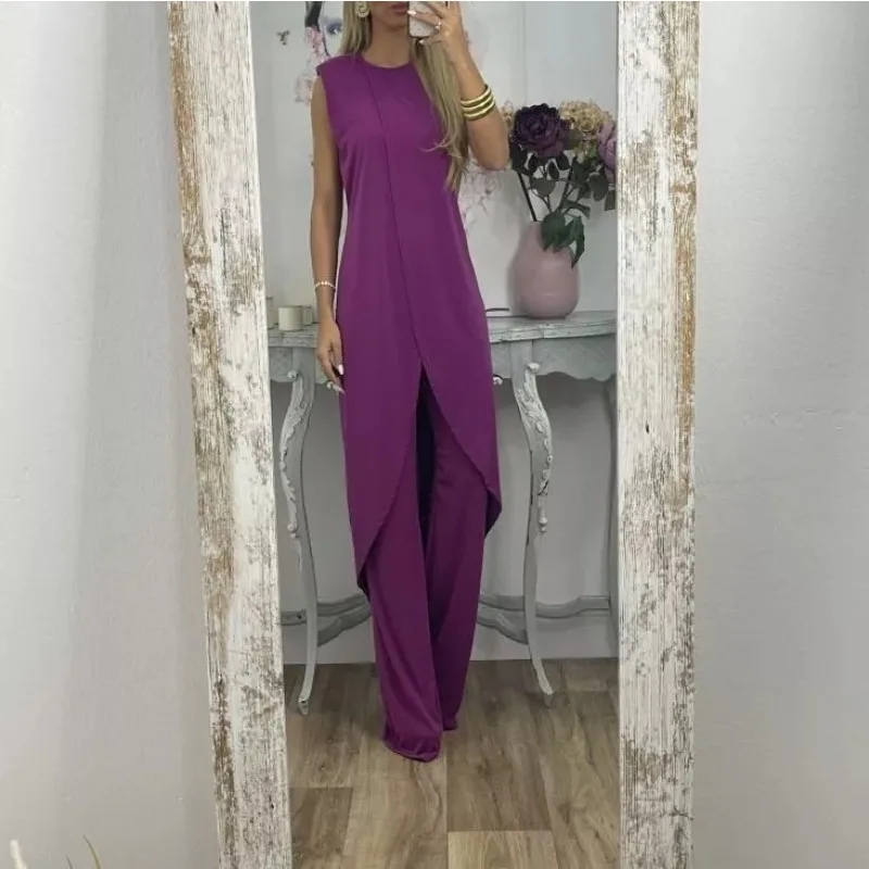 Women's Sleeveless Loose Tops and Pants Set, Elegant Two-Piece Suit, Casual Outfits, Temperament, Commuting, Female Clothing 118 element periodic table round elements sleeveless dress dress summer prom gown dress korean style women s clothing