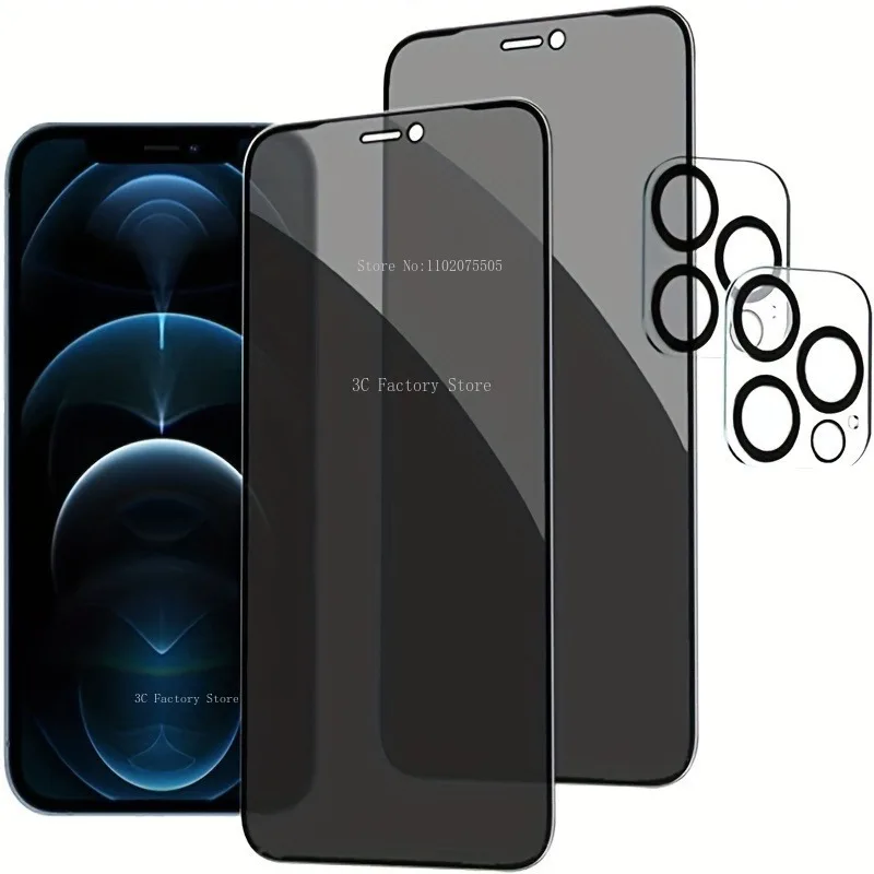 

2+2 Packs Privacy Screen Protector With Camera Lens Protective Film For IPhone 11 12 Pro Max 13 Mini 14 Plus 15 Pro Max Glass