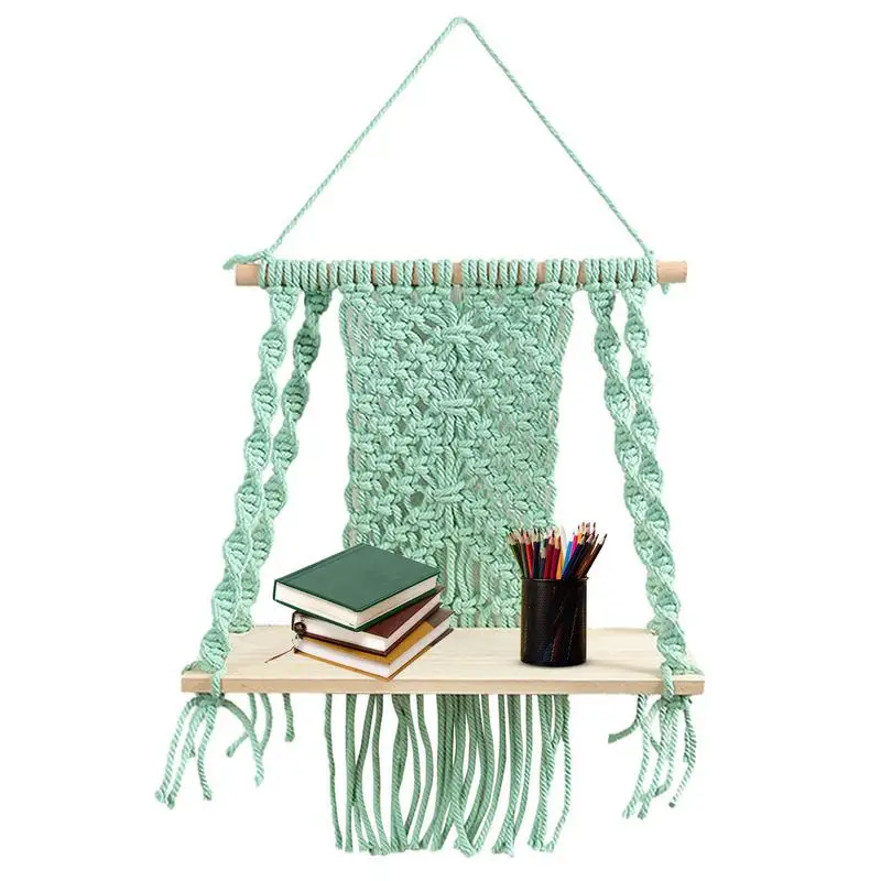 

Macrame Wall Hanging Ornaments Boho Woven Tapestry Storage Shelf Succulent Plants Books Display Home Decor