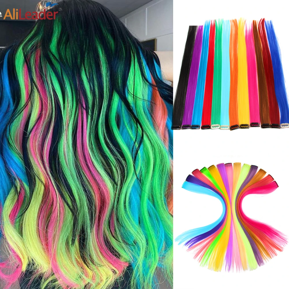 Alileader Product 57 Colors Clip In One Piece Hair Extensions Synthetic  Ombre Pink Red Blue Hair For Women Girl Kids With Clip - Synthetic Clip-in One  Piece(for White) - AliExpress