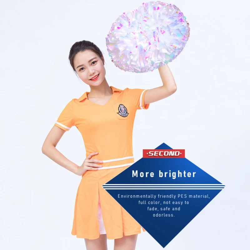 2PCS Team Spirit Cheerleading Poms Kids Adults Baton Handle Metallic Foil Cheer Poms cheerleading pom poms cheerleading baton