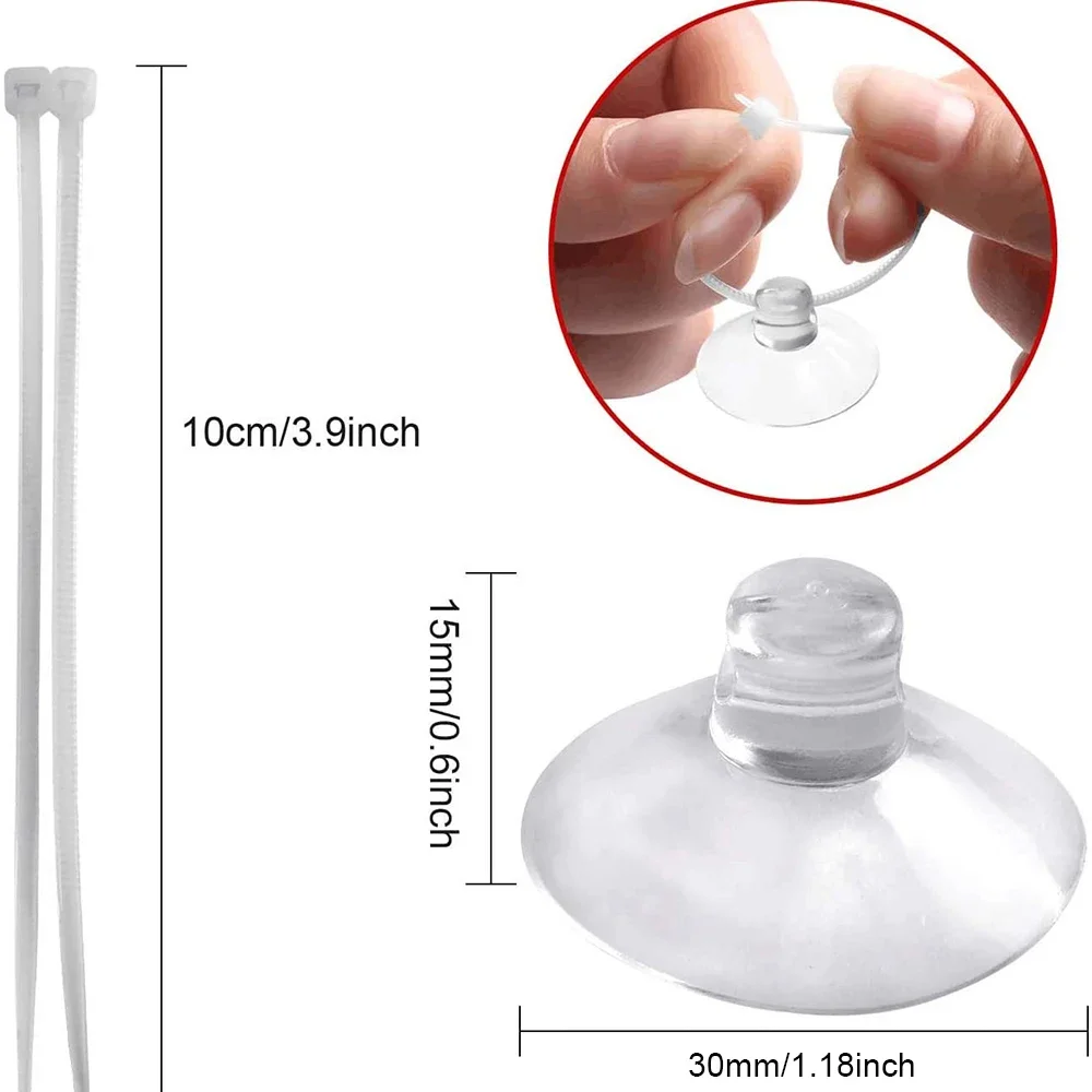 Rubber Suction Cup Holders Aquarium Suction Cup Aquarium Clip Holders Aquarium Clip Holder 30pack Fish Tank Suction Cups Clip Suction Hooks Adjustable Cable Ties for Plants Binding Moss Shrimp Nest