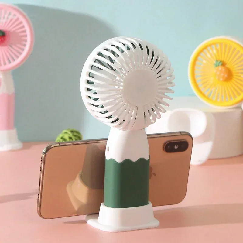 1 Portable Cartoon Fruit Mini Handheld Fan with USB Charging Cable Battery Powered Suitable for Family Outdoor Travel 4