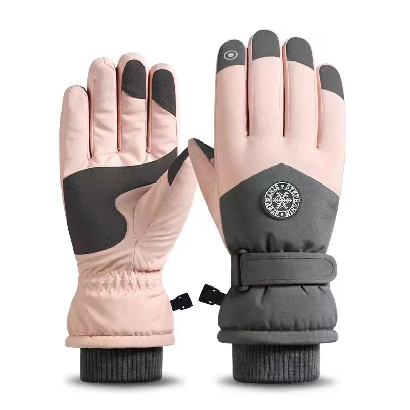Touch Screen Round Label Ski Winter Outdoor Warm Sports Waterproof Non-slip Piled Thickened Warm Gloves