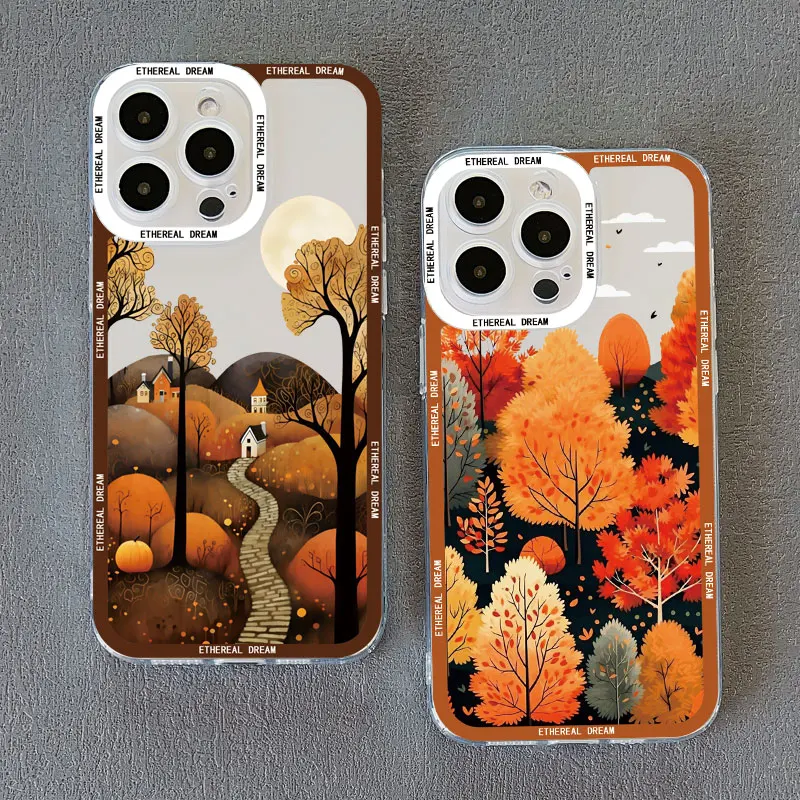 Autumn Forest Leaves Transparent Phone Case
