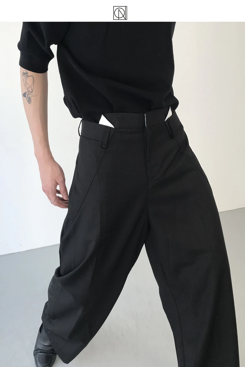 

2022 New Men Women Clothing Original Yamamoto Style Fold Over Waist Loose Casual Pants Trousers Plus Size Costumes 27-46