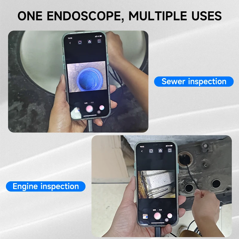 Industrial Endoscope Inspection Camera for iOS Micro USB/Type-C Dual Camera for iPhone Waterproof Pipeline Borescope Check Car 6
