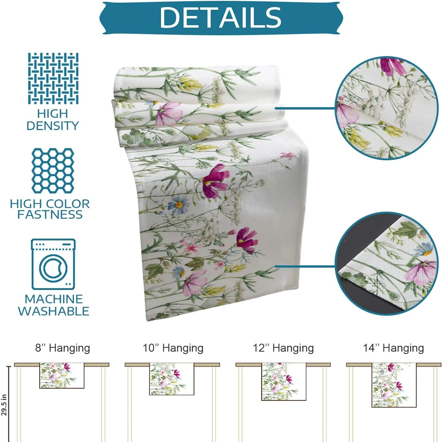 Spring Floral Linen Table Runners Dresser Scarves Table Decor Spring Farmhouse Dining Table Runners Holiday Party Decorations