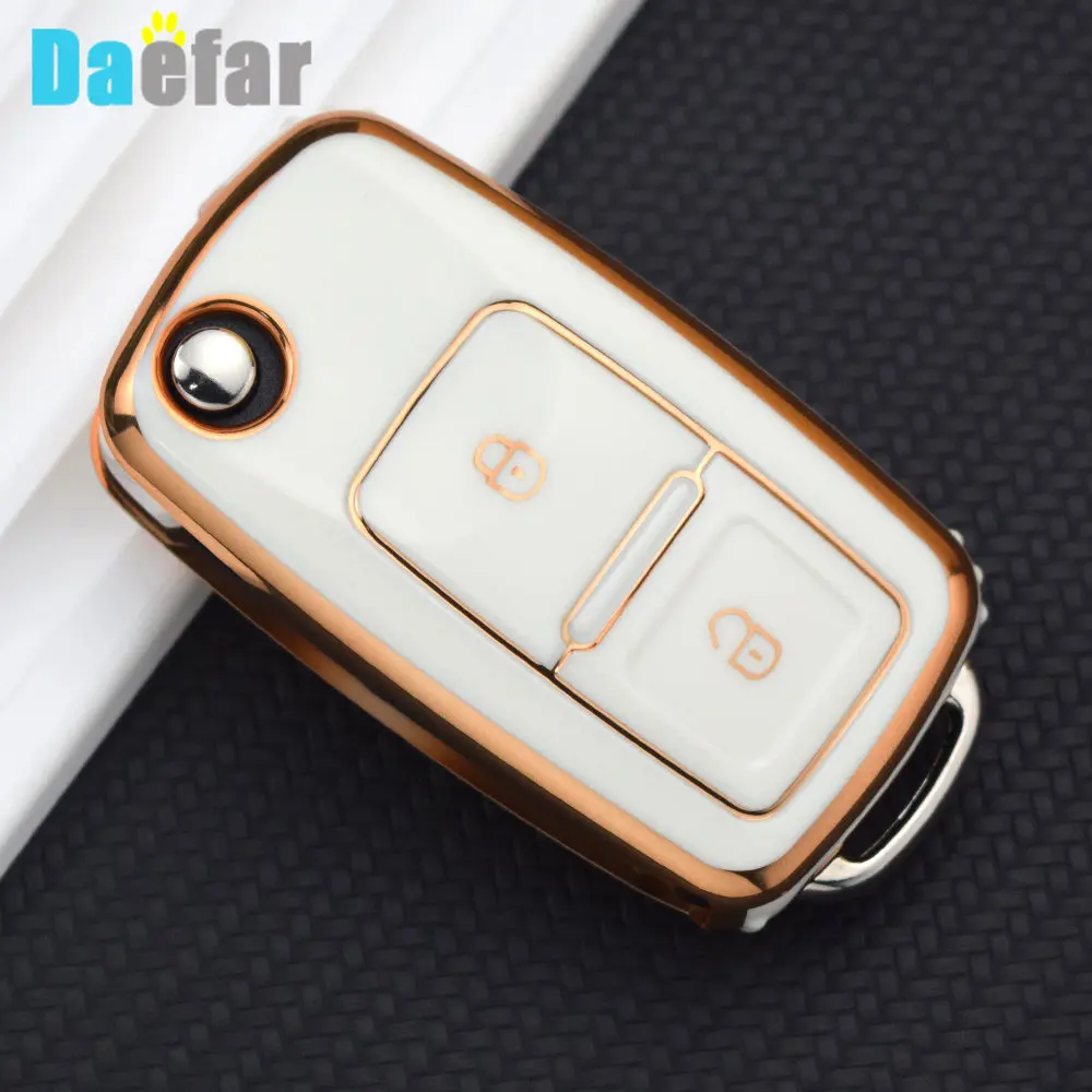 Tpu Flip Remote Key Cover Per Vw Volkswagen Polo Golf Passat Beetle Caddy T5 Up Eos Tiguan Skoda A5 Seat Leon Altea Car Key Case