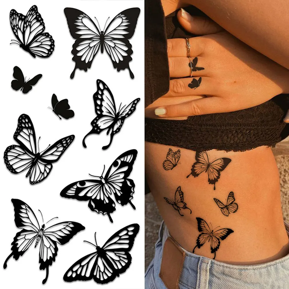 Manicotto Tatuaggio Finto LOVELEGIS – Manica Elasticizzata Con Motivo Farfalle, Fiori E Rondini – Tattoo Temporaneo Mezza Manica – Ideale Per Feste, Scherzi E Costumi - 2