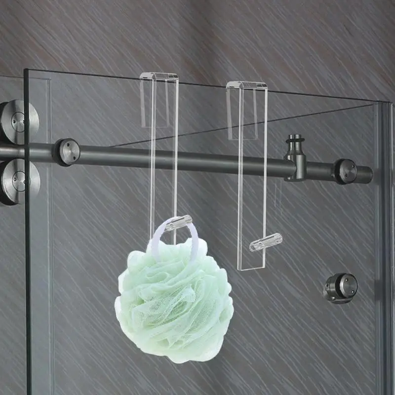 

Acrylic Bathroom Shower Door Hook Over Glass Door Shower Towel Rack Punch-Free Bathroom Bathrobe Hanger Transparent Towel Hooks