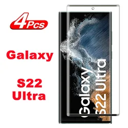 Premium 3D Tempered Glass Screen Protector - 1/4 Pack - 4 pieces (For Galaxy S22 Ultra)